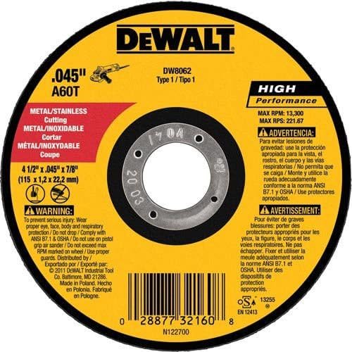 DEWALT 4-1/2 Inch Long Lasting Cut-Off Wheels, General Purpose Angle G