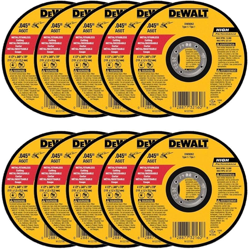 DEWALT DW8062 4-1/2 x .045 x 7/8 inch Metal Cut-Off Wheel 100-Pack