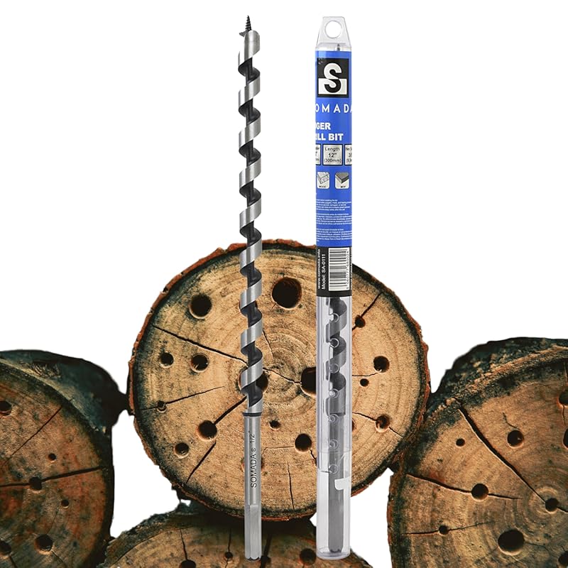 1/2-Inch x 12-Inch Hex Shank Ship Auger Bit for Deep Wood and Tree Stu