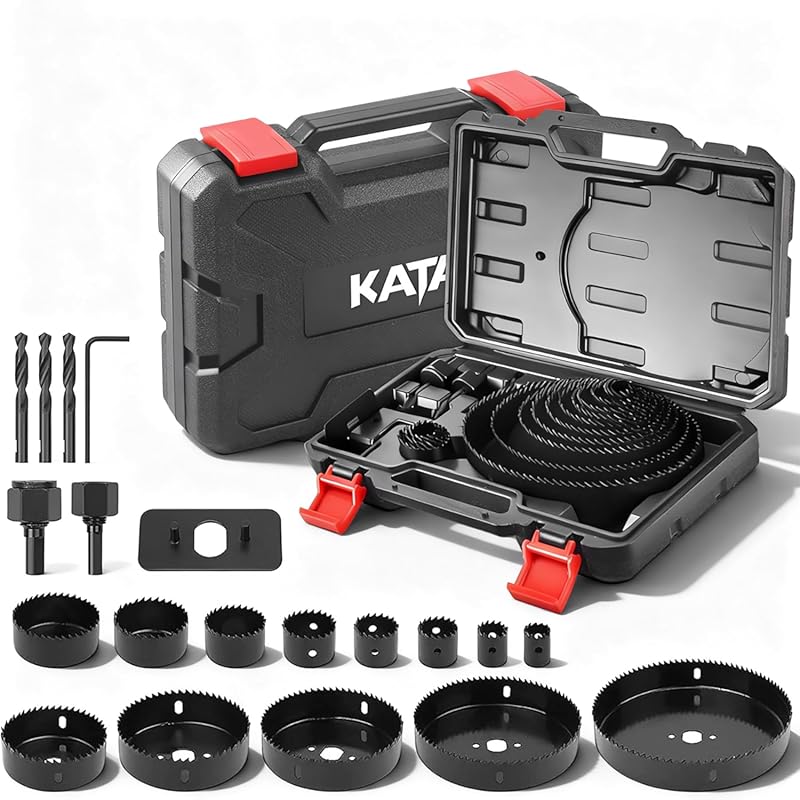 KATA 20-Piece Hole Saw Kit, 3/4-6 Inch, for Wood, PVC, Drywall, Fiberg