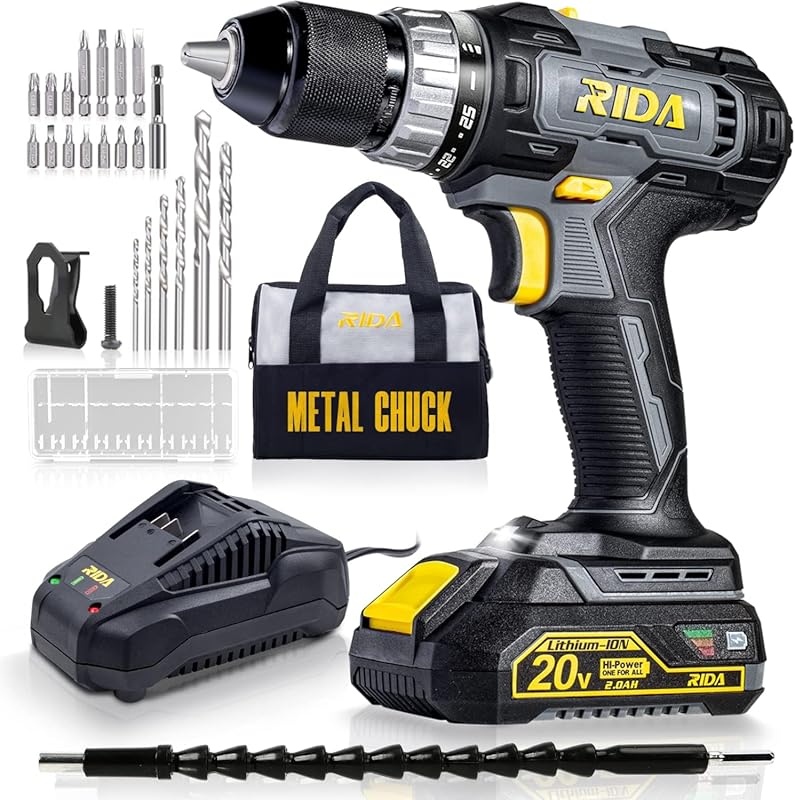 5 Best Power Drills Cordless: Expert-Vetted for Quality 3 RIDA 20V Cordless Power Drill: 1/2