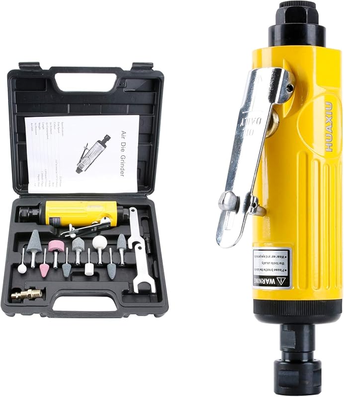 Pneumatic Die Grinder with 1/4 and 1/8 Inch Collets, 22000 RPM Speed