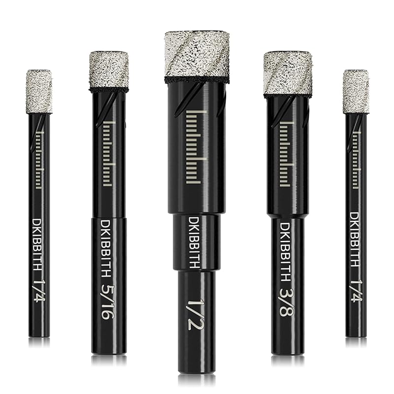 Dry Diamond Drill Bits Set, 5 Pcs Tile Drill Bits for Porcelain, Ceram
