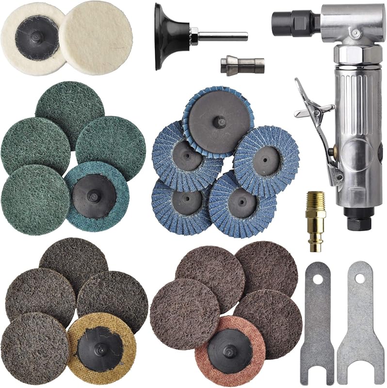 1/4 inch angle air die grinder with 22 pcs 2-inch roll lock sanding di