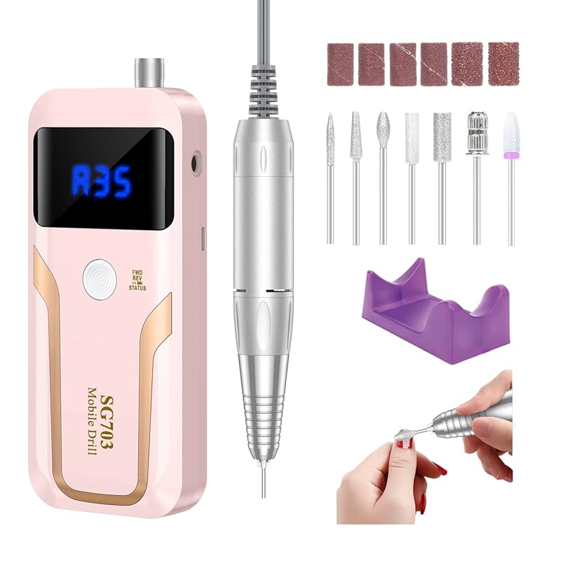 Professional Portable Nail Drill E-File. Rechargeable for Acrylic Gel 