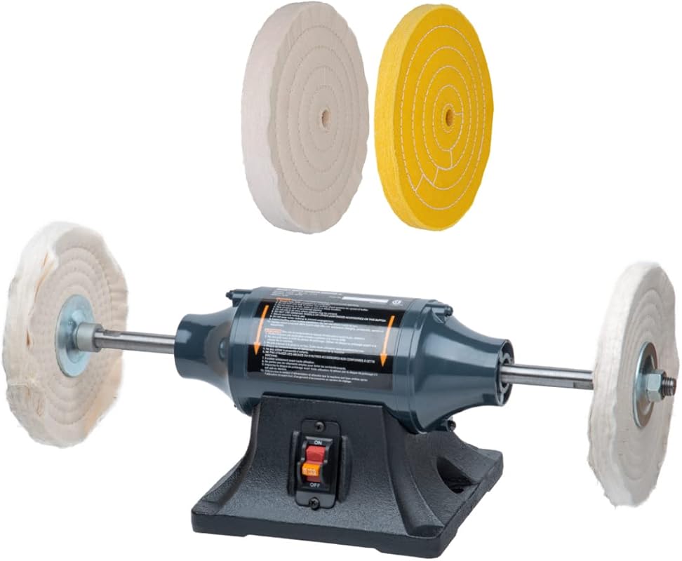 POWERTEC 8-Inch Long Shaft Slow Speed Bench Grinder Buffer for Jewelry