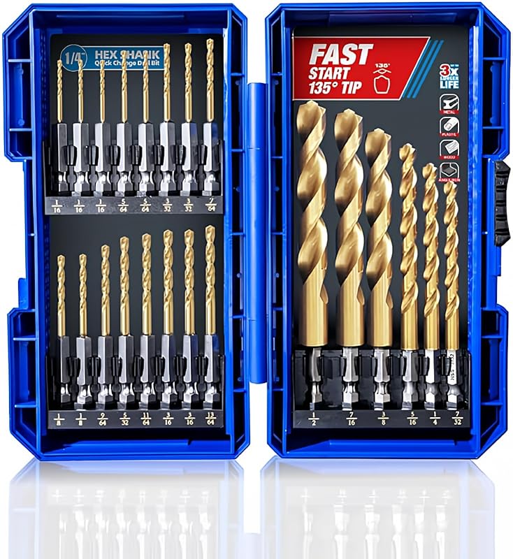 Best Hex Shank Drill Bit Set, HSS Titanium Quick Change for Metal and 