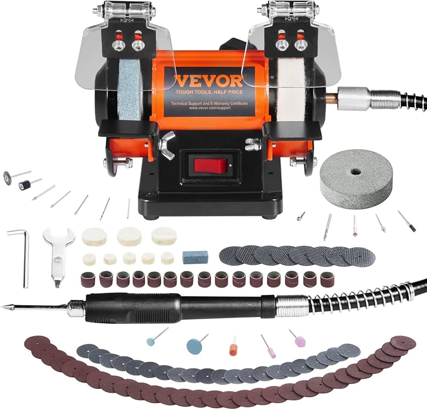 VEVOR Tabletop Grinder Polisher for Metal, Wood, Jewelry, and Plastic.