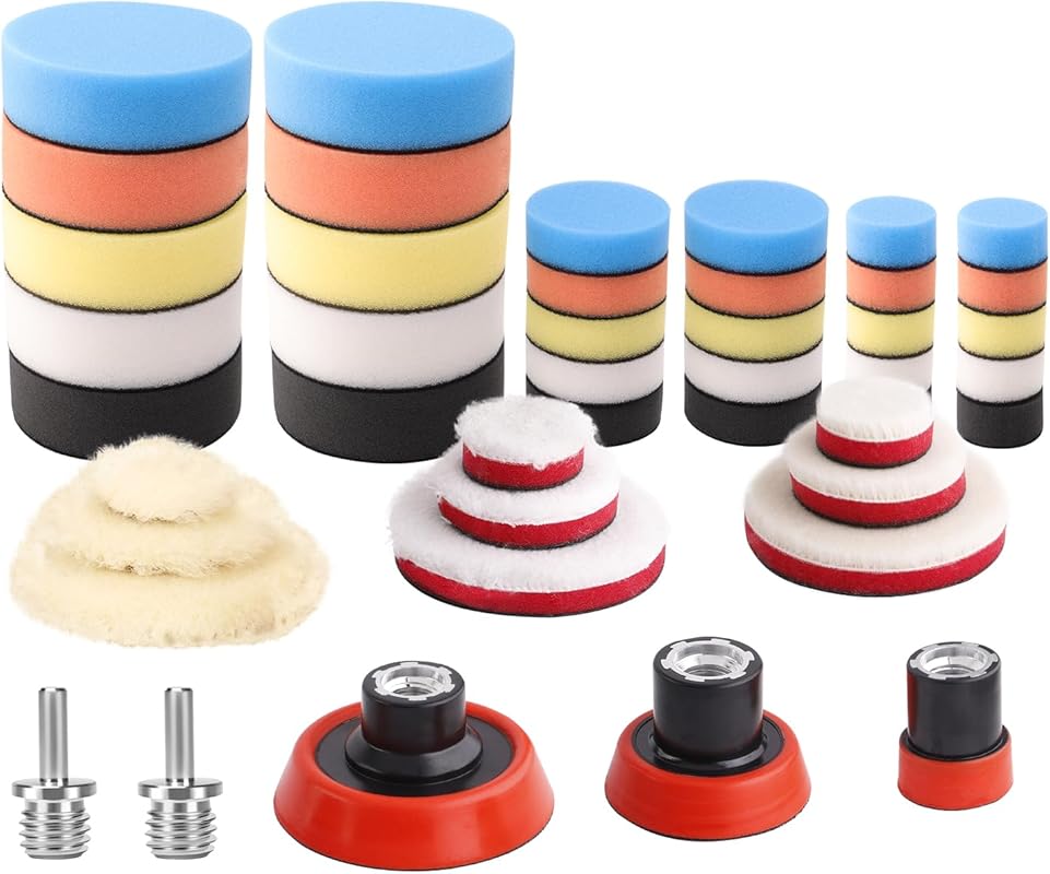 44-Piece Die Grinder Polishing Kit: 1-3 inch Detail Pads, 5/8-11 Backi