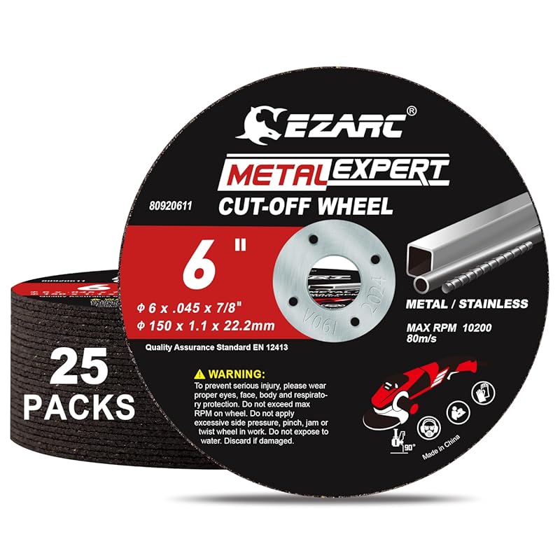 EZARC Cut Off Wheels 25 Pack, 6'' x .045'' x 7/8'' Thin Grinder Cuttin