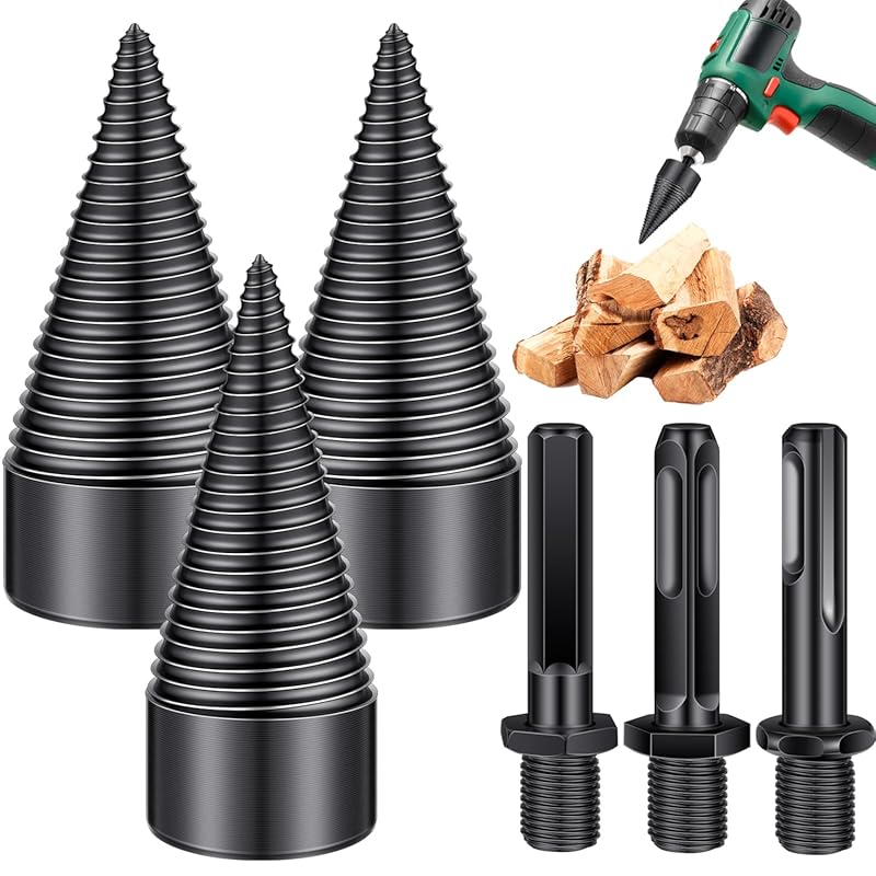 Firewood and Log Wood Splitting Drill Bit with Screw Cone for Kindling