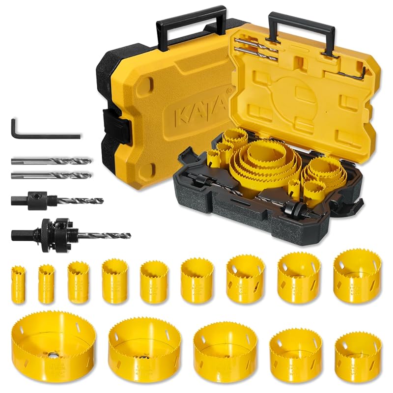 KATA M42 Bi-Metal Hole Saw Kit for Plumbers: 19-Piece Set for Multi-Ma