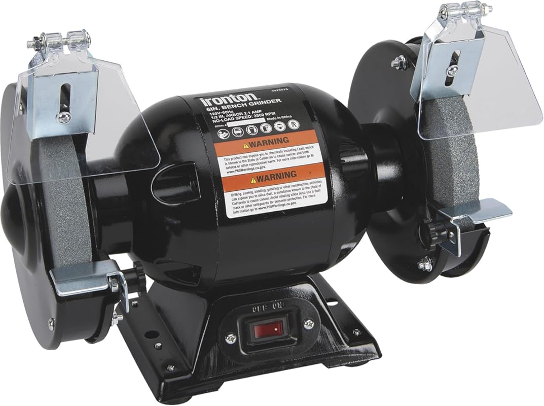 Ironton Benchtop Grinder with 6in. Wheel, 2.1 Amps, 1/2 HP, 3560 RPM M