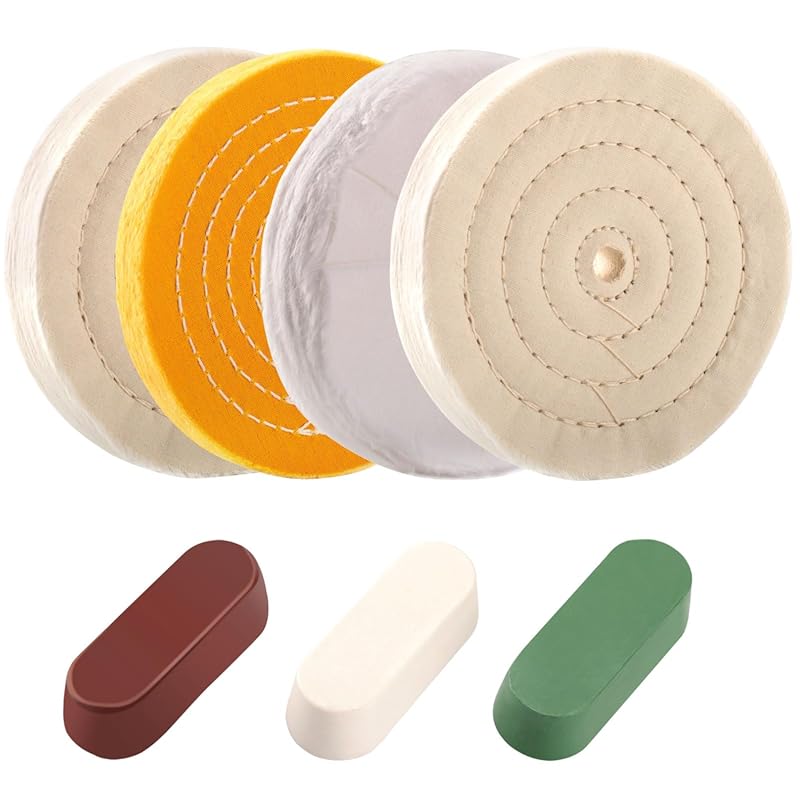 8-Inch Polishing Wheel Kit for Bench Grinders with Cotton, Flannel Buf