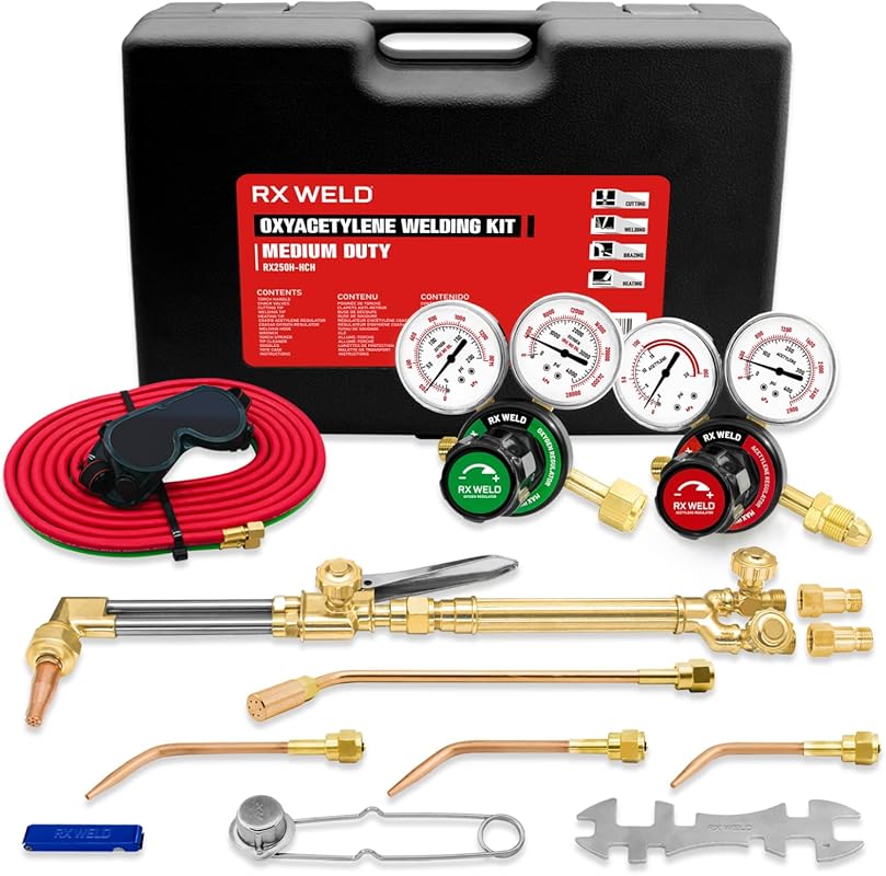 RX WELD Oxy Acetylene Cutting Torch Kit for Welding, Brazing, and Heat