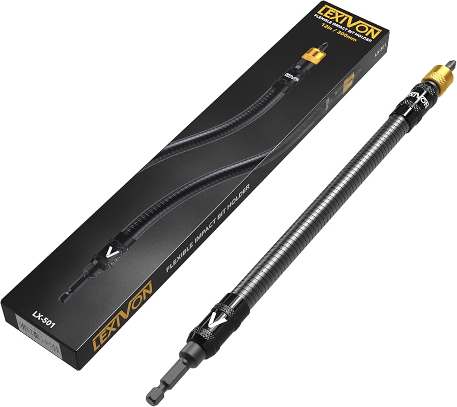 LEXIVON 12-Inch Flexible Drill Bit Extension for Hard-to-Reach Areas w