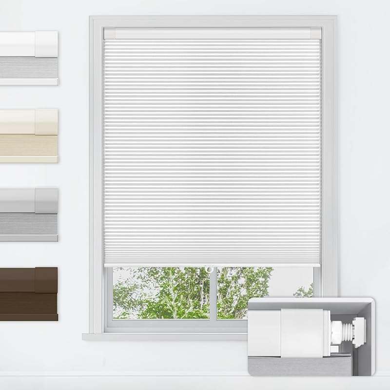 5 Best No Drill Window Shades: Expert Choices for Your Home 5 No Drill Cordless Blackout Cellular Shades, White Honeycomb Blinds wit