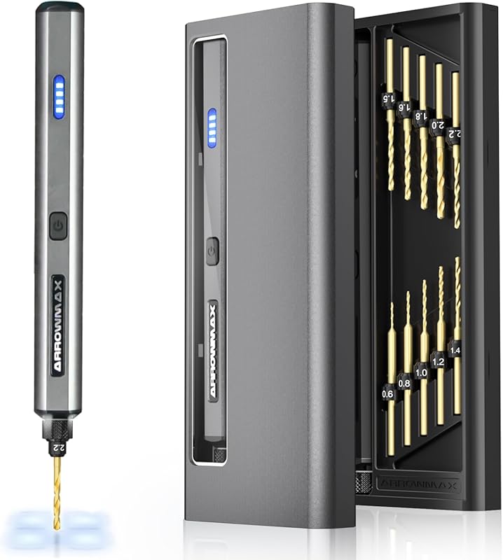 ARROWMAX Rechargeable Mini Drill Pen Kit with HSS Bits for Wood and Je