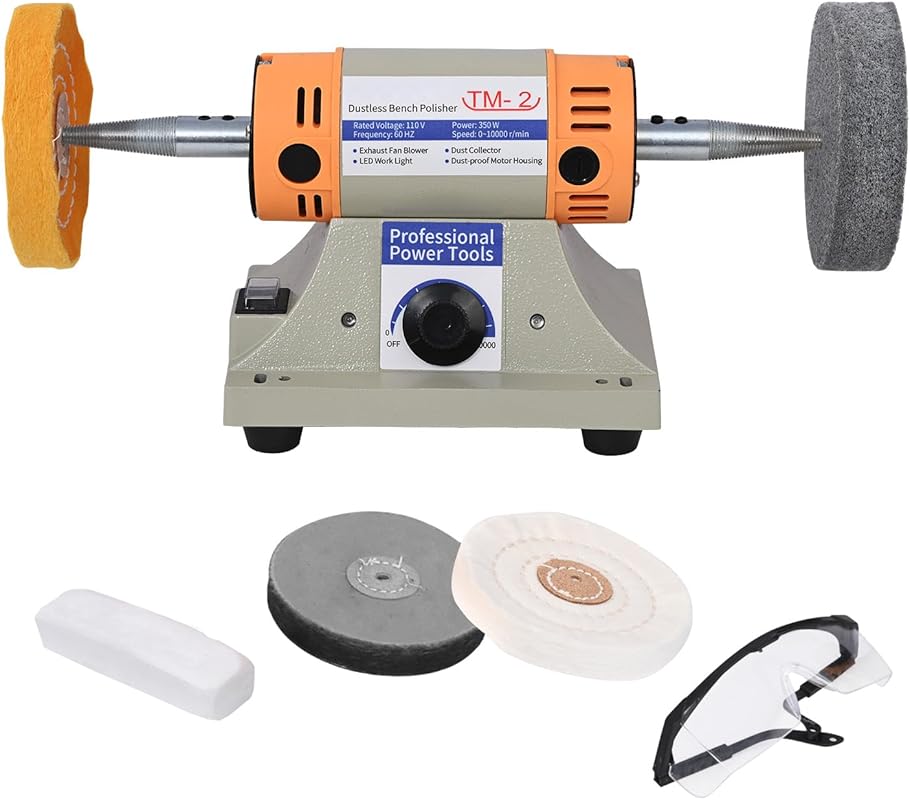 4-inch Adjustable Variable Speed Bench Buffer Polisher for Jewelry, De