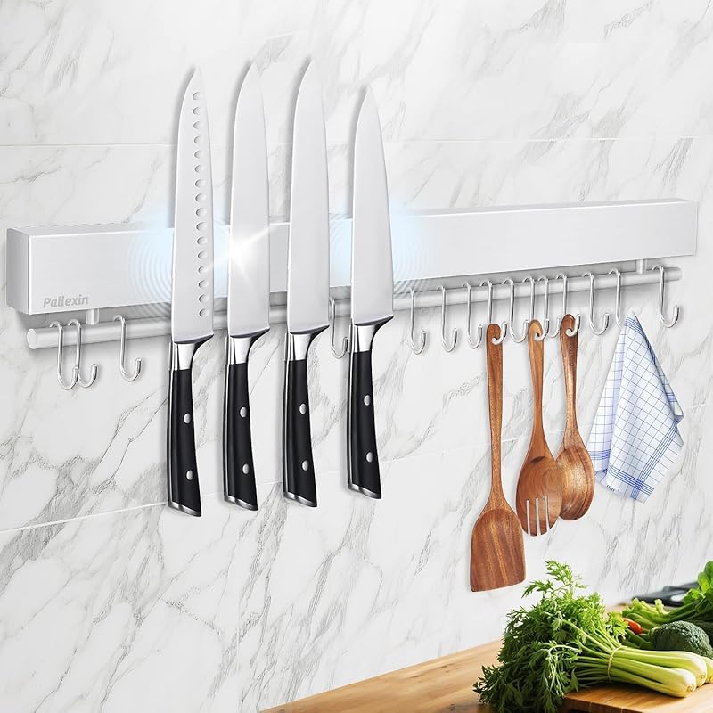No Drill Magnetic Knife Strip for Wall - Stainless Steel Kitchen Knife