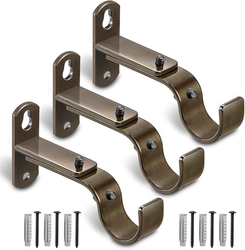 Best No Drill Adjustable Curtain Rod Brackets for 1 Inch Rods - Easy I