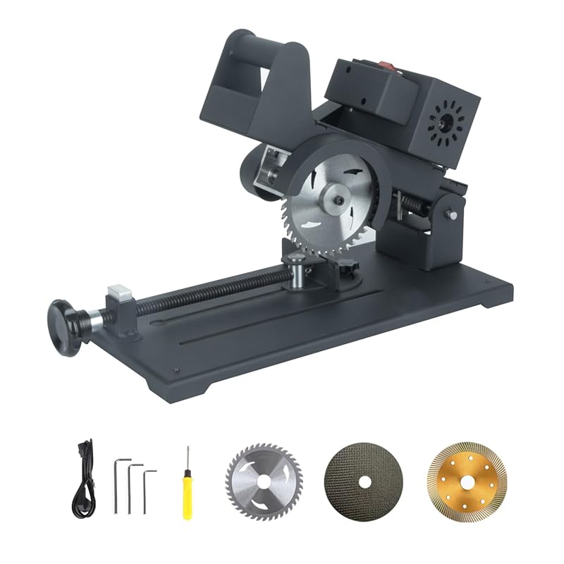 Powerful 300W Aluminum Chop Saw with Sliding Design and 3 Blades for M