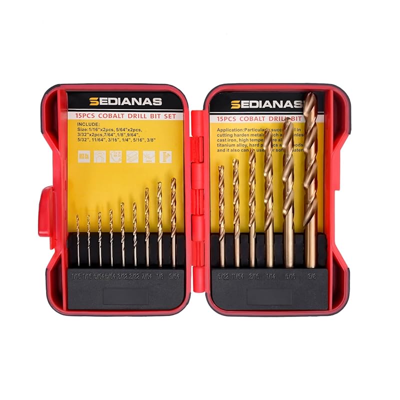 Cobalt M35 HSS Twist Drill Bit Set for Hardened Metal, Stainless Steel