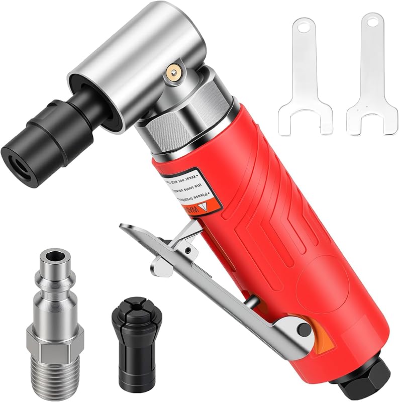 Heavy Duty 1/4-Inch Pneumatic Right Angle Die Grinder with 1/4" and 1/