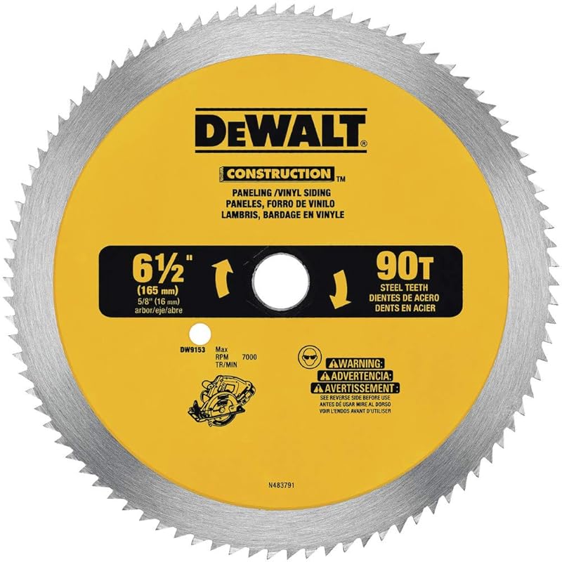 DEWALT Circular Saw Blade, 6 1/2 Inch, 90 Tooth, Vinyl Cutting