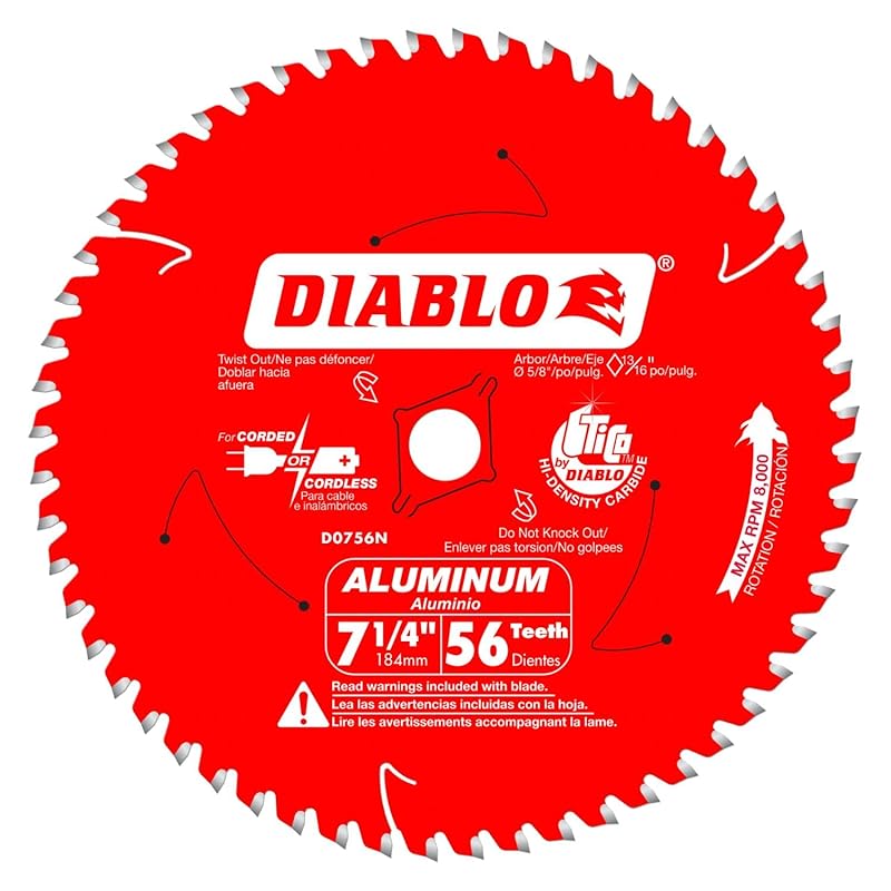 Diablo 7-1/4 Inch Circular Saw Blade, 56 TCG Teeth, Designed for Thick