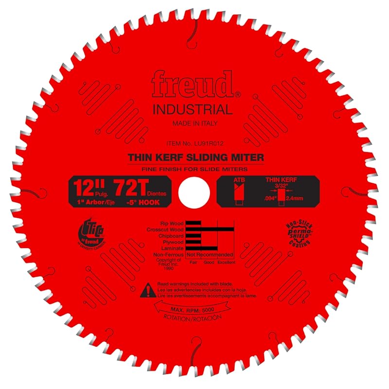 Top 5 Miter Saw Blades: Expert Picks for Superior Quality 4 Freud Thin Kerf Sliding Compound Miter Saw Blade, 12-Inch, 72 Teeth, f