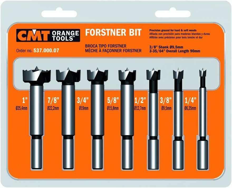 Expert Picks: 5 Best Forstner Drill Bits for Superior Performance 6 CMT 7-Piece Forstner Drill Bit Set, 1/4-inch to 1-inch Sizes, 3/8-inch
