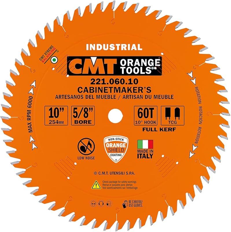 CMT 221.060.10 Industrial Cabinetshop Saw Blade, 10-Inch x 60 Teeth TC