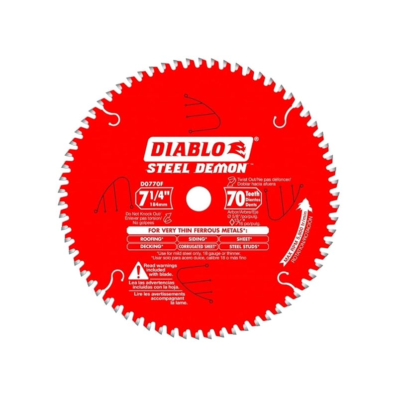 Diablo Steel Demon 7-1/4 Inch 70 Teeth Carbide Circular Saw Blade for 