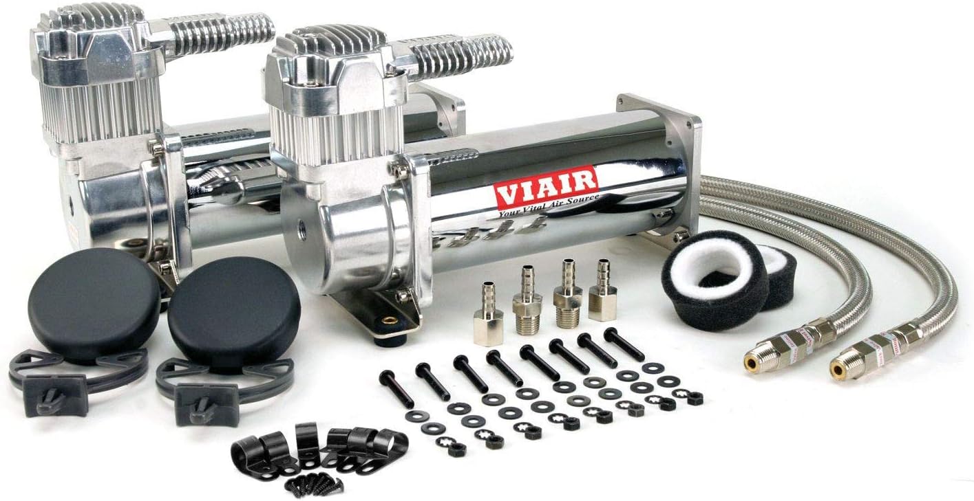 VIAIR 444C Dual Air Compressor Kit (2 Pack, Chrome) for 12V Air Ride S