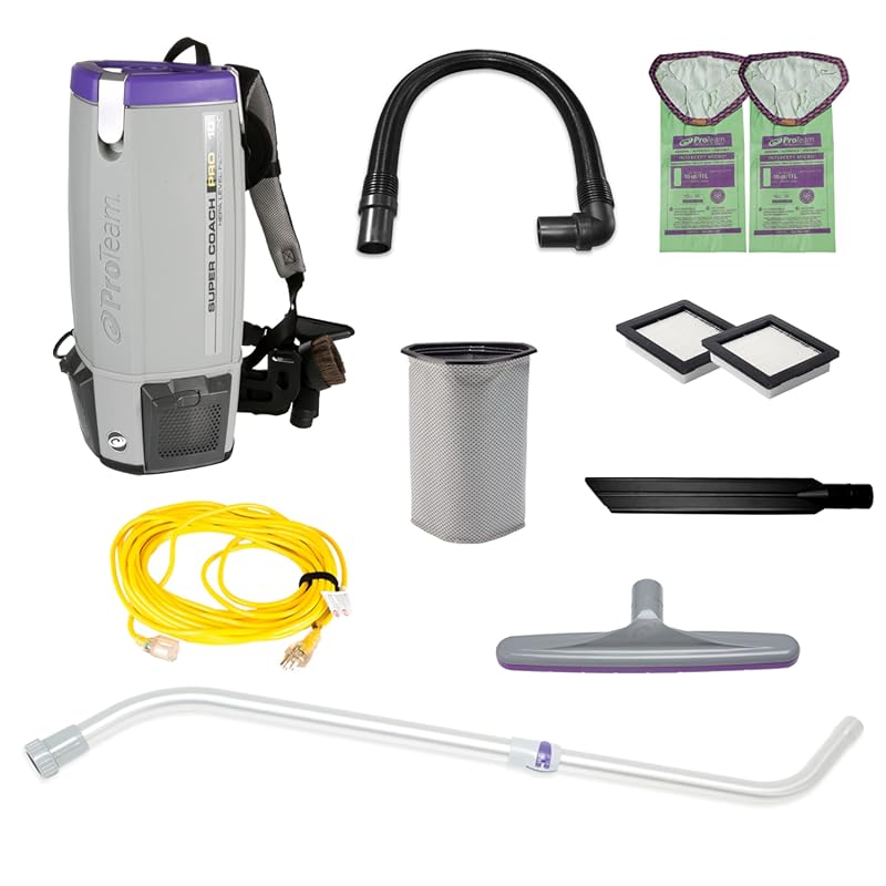 Top 5 Best Commercial Backpack Vacuums: Expert Picks for Quality 4 ProTeam Super Coach Pro 10 Commercial Backpack Vacuum, 10 Quart, Corde