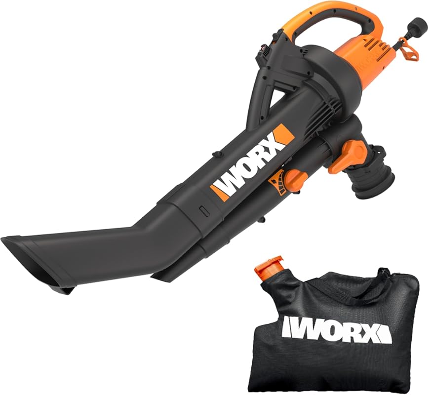WORX WG505 12 Amp Electric 3-in-1 Leaf Blower, Vacuum, and Mulcher wit