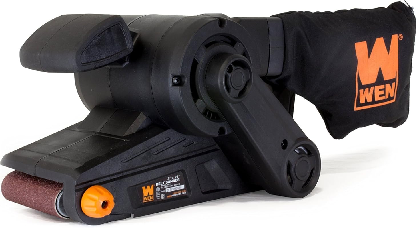 WEN 7-Amp 3x21 Inch Corded Belt Sander with Integrated Dust Bag for Ef