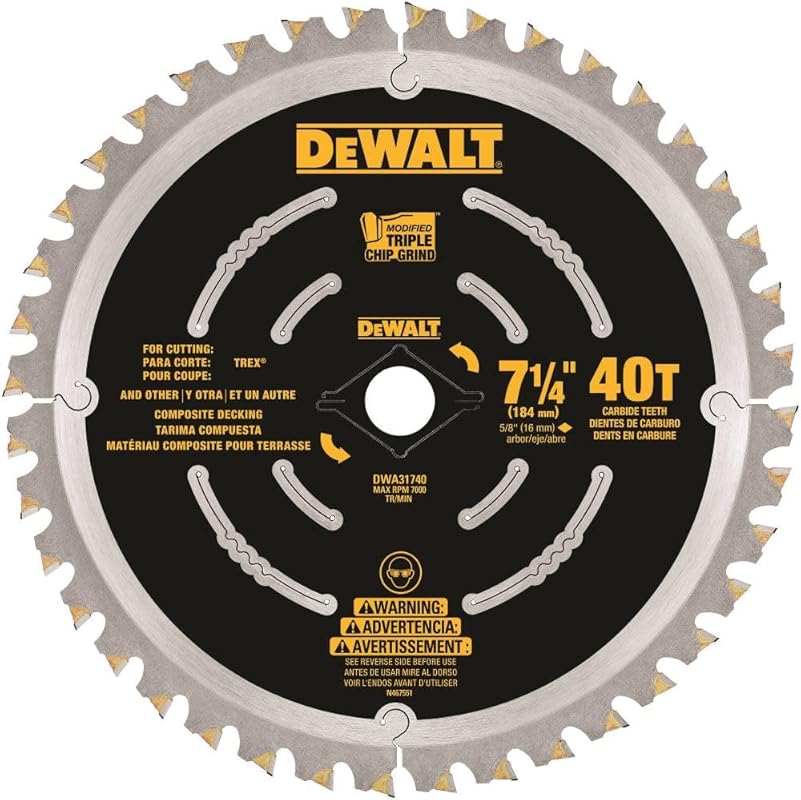 DEWALT Circular Saw Blade, 7 1/4 Inch, 40 Tooth, Composite Decking