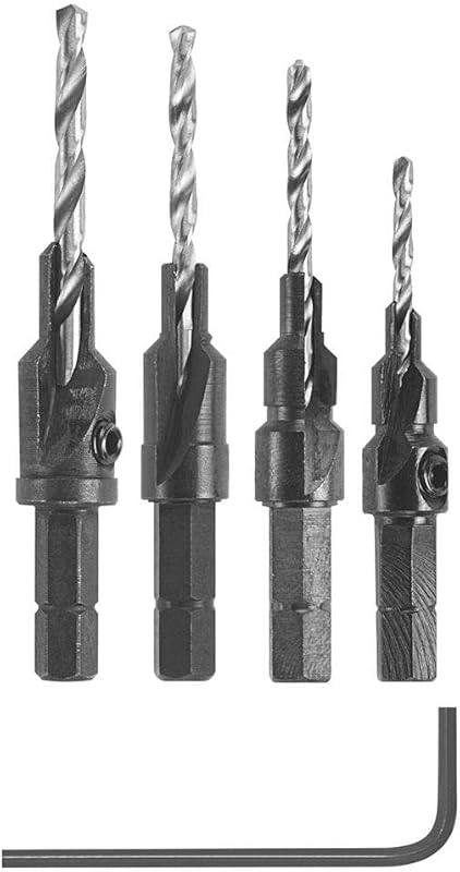 BOSCH 5 Piece Hex Shank Countersink Drill Bit Set for 6, 8, 10, and 12