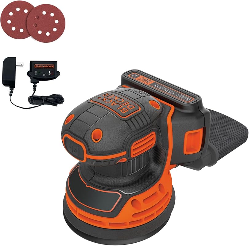 BLACK+DECKER 20V MAX Orbital Sander, Cordless, 12,000 OPM, 2 Sandpaper