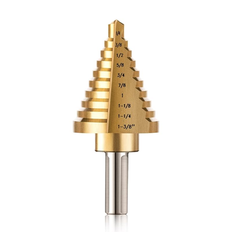 ZELCAN 10-Size Titanium HSS Step Drill Bit for Metal, 1/4 to 1-3/8 Inc