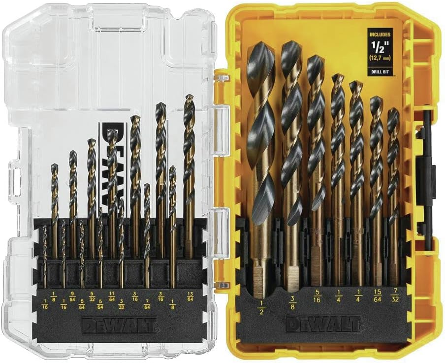 DEWALT 21-Piece Black Oxide Drill Bit Set with 135° Split Point, Ideal