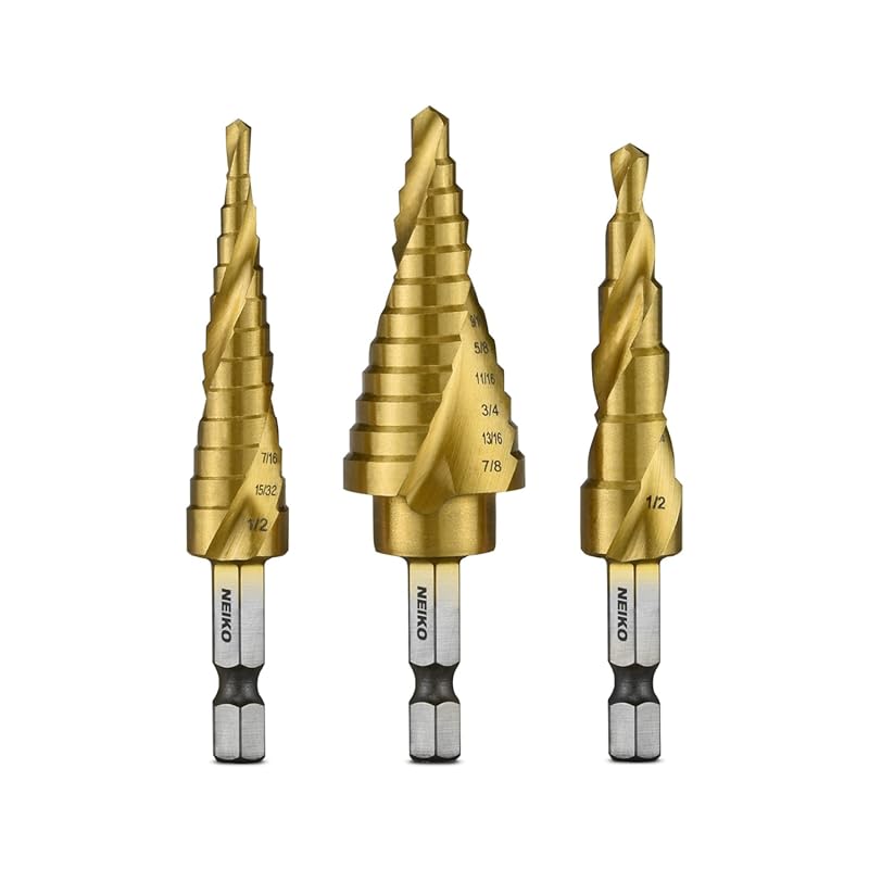 Spiral Grooved Step Drill Bit Set for Stainless Steel, Metal, Wood, an
