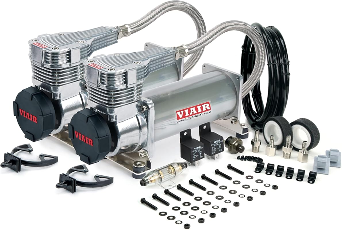 VIAIR 485C Dual Air Compressor Kit (2 Pack, Platinum) for 12V Air Ride