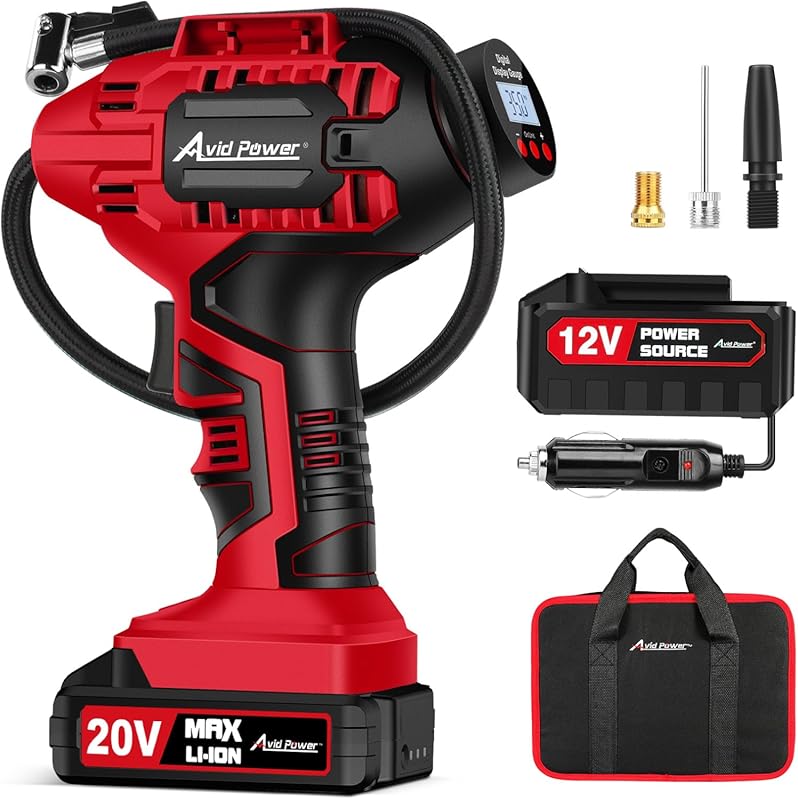 AVID POWER Portable Air Compressor: 20V Cordless, Rechargeable Battery