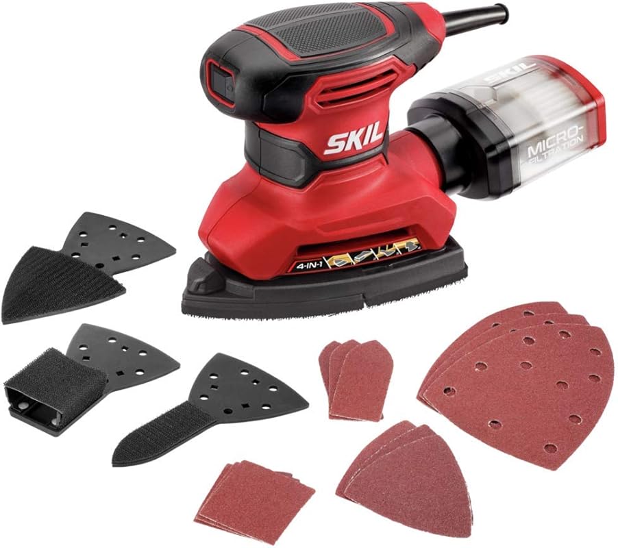 SKIL Corded Detail Sander with Micro-Filter Dust Box, Perfect for Drif