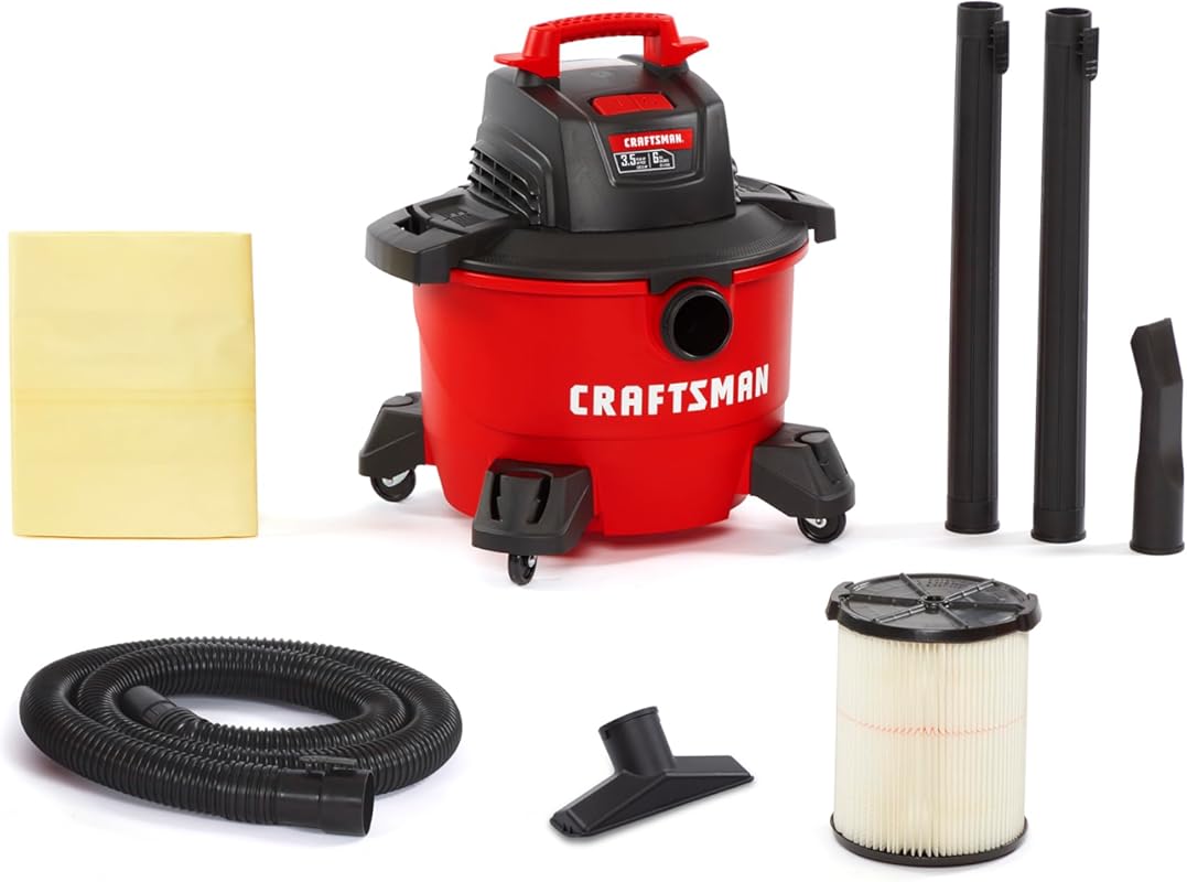 5 Best Wet Dry Shop Vacs: Our Expert-Tested Top Picks 3 CRAFTSMAN 6 Gallon 3.5 Peak HP Portable Wet Dry Shop Vacuum with Filte