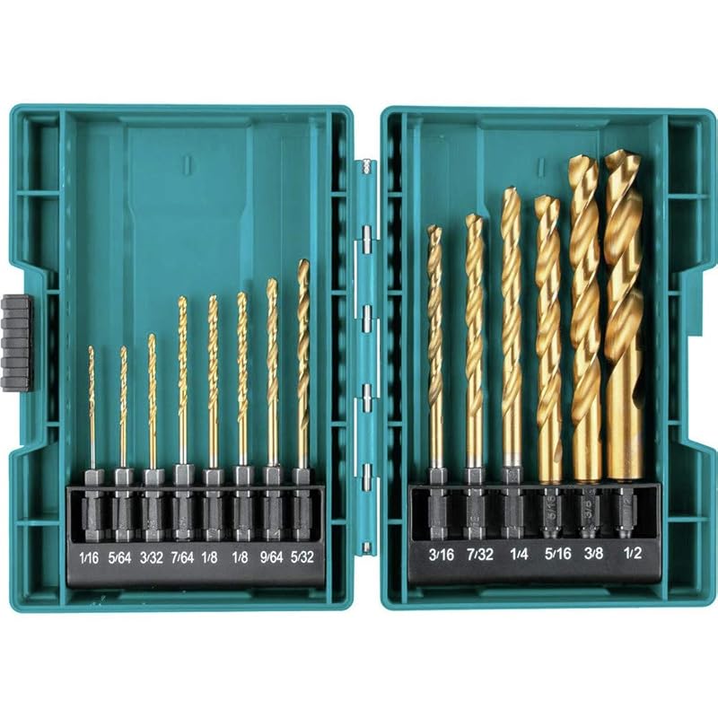 Makita 14-Piece Titanium Drill Bit Set for Impact Drivers, 1/4-inch He