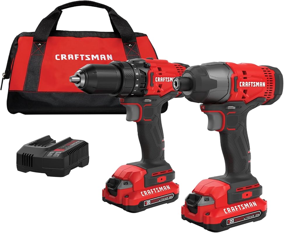 CRAFTSMAN V20 Cordless Drill and Impact Driver Combo Kit with 2 Batter